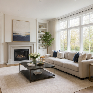 A cleaned and styled living room